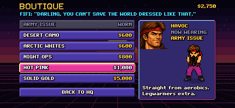 The Boutique at HQ: Rex trying on a hot pink outfit.